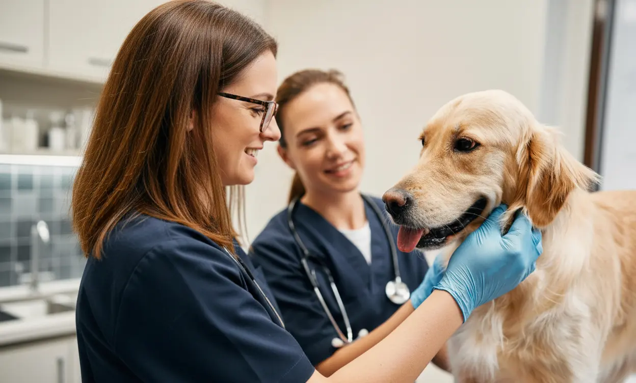 Vet exam on a labrador
